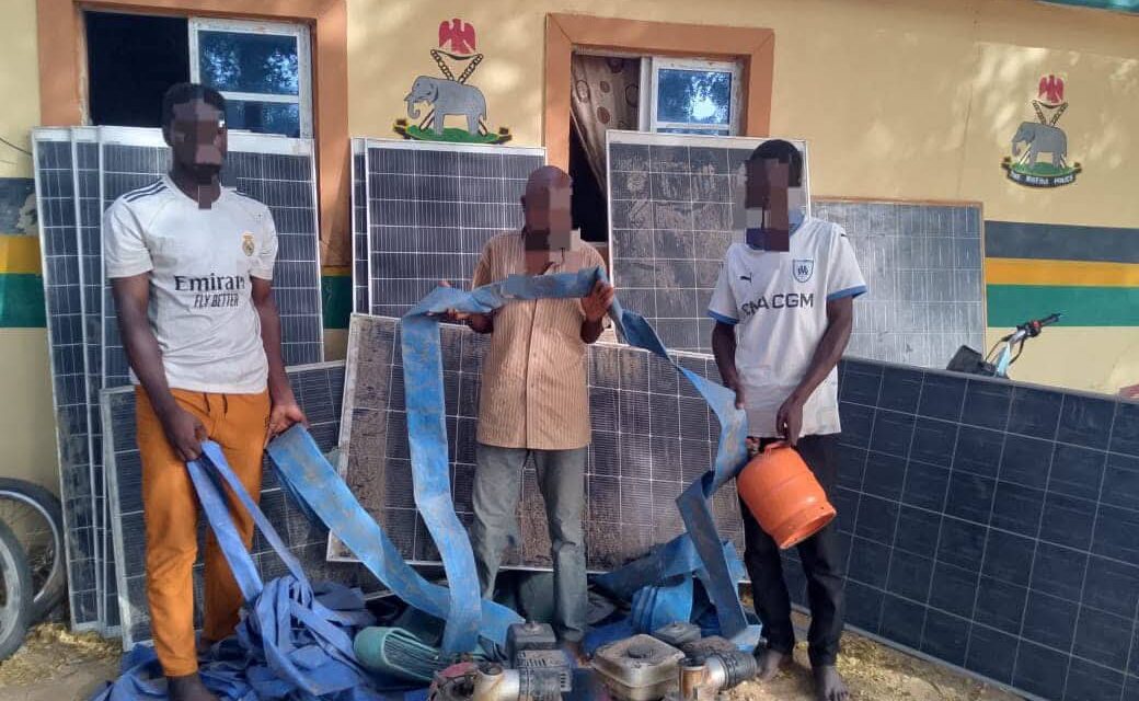 Police arrest three over theft of farm equipment, recover generators, solar panels in Yobe