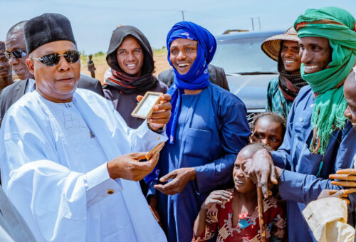 Shettima banters with Fulani friends over refusal to enrol children in school